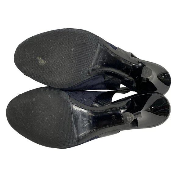 LOUIS VUITTON Black Women's Sandals Monogram Satin Leather 190-080925 - Picture 4 of 8